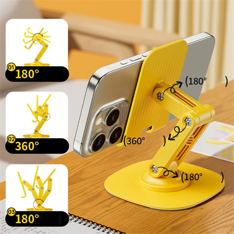 WEKOME Life Series WA-SL03 Foldable Phone Stand ABS+Silicone Rotatable Desktop Cradle Dock - Black