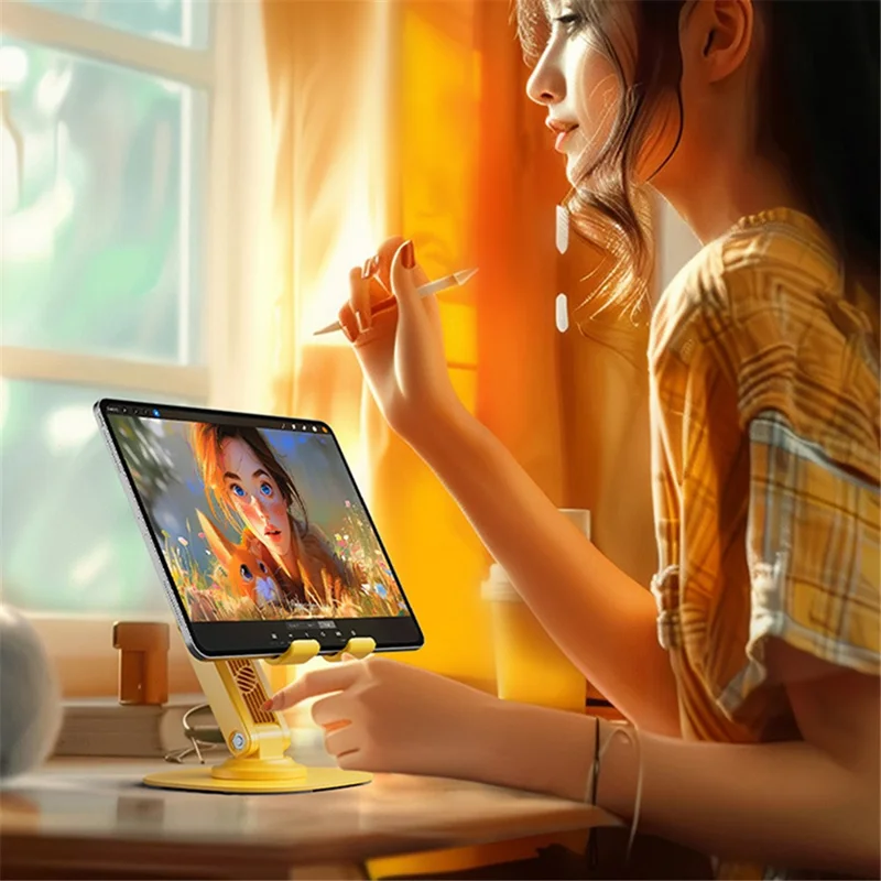 WEKOME Life Series WA-SL03 Foldable Phone Stand ABS+Silicone Rotatable Desktop Cradle Dock - Black