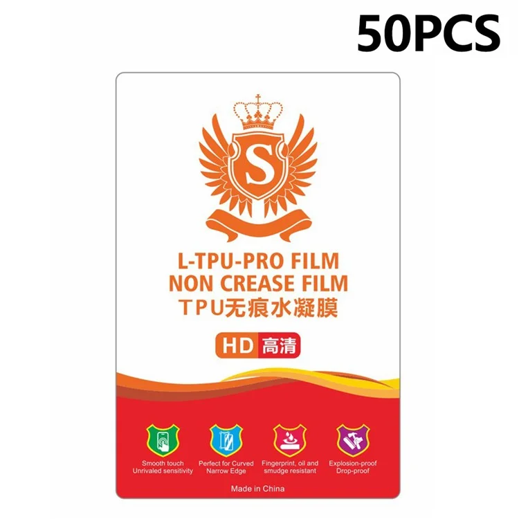 L-TPU-PRO 50 Pcs Screen Protector 4-Layer TPU Self Healing Hydrogel Film For Curved Screens - HD