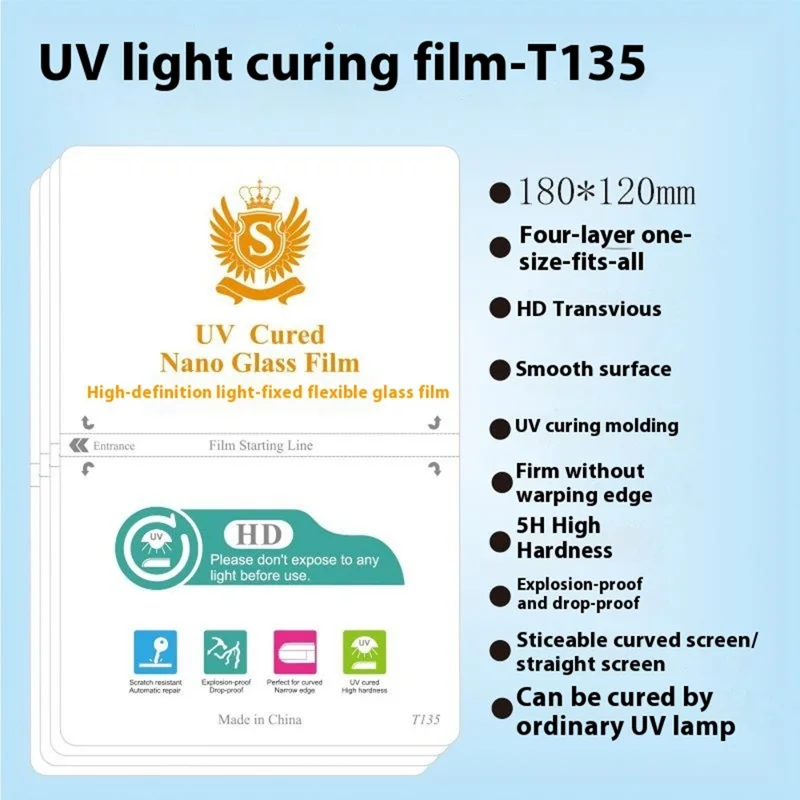 50 Pcs UV Light Curing Film Scratch Resistance Screen Protector For Curved  /  Flat Screens - T135-HD