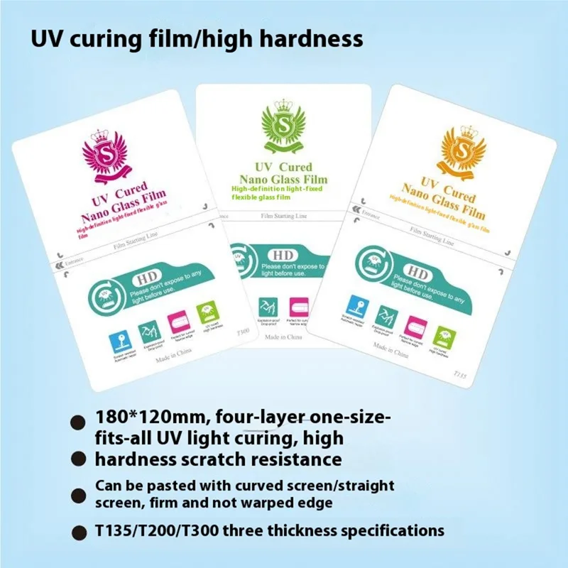 50 Pcs UV Light Curing Film Scratch Resistance Screen Protector For Curved  /  Flat Screens - T135-HD