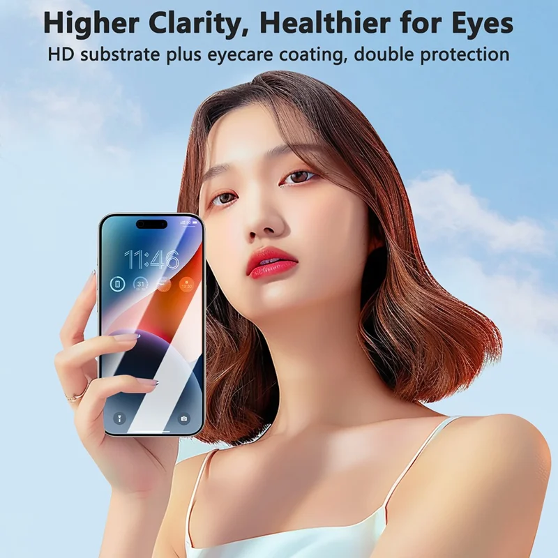 JOYROOM JR-MQS0609 For iPhone 17 Screen Protector Eye Protection 2.5D Silk Printing High Aluminium-Silicon Glass Film