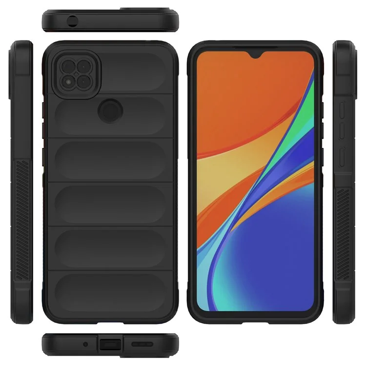 Para Xiaomi Redmi 9C/9C NFC Anti-caída Carcasa de Teléfono de Protección de Absorción de Golpes Suave de TPU - Negro