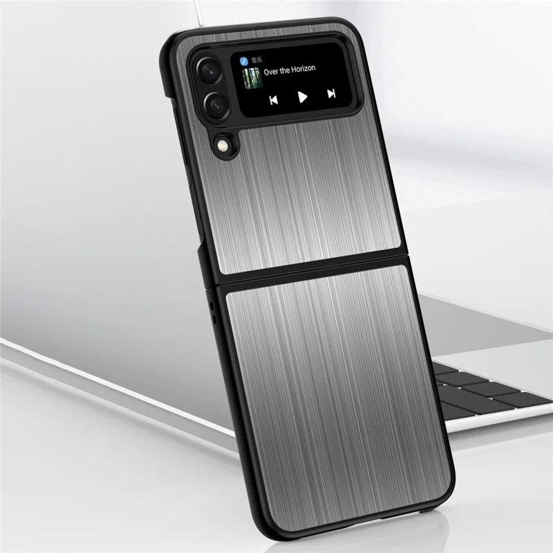 For Samsung Galaxy Z Flip4 5G Stainless Steel + PC Hybrid Case Shockproof Folding Phone Cover - Silver