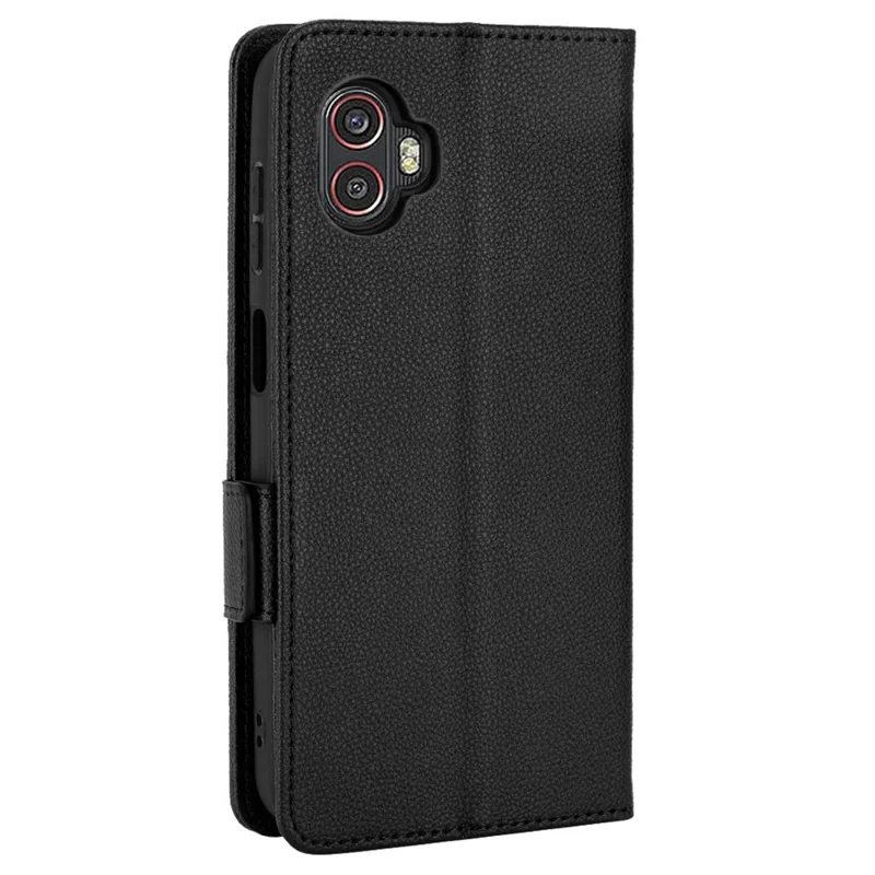 For Samsung Galaxy Xcover6 Pro 5G Anti-scratch Phone Flip Folio Case Litchi Texture Dual Magnetic Clasp PU Leather Phone Cover Wallet Stand - Black