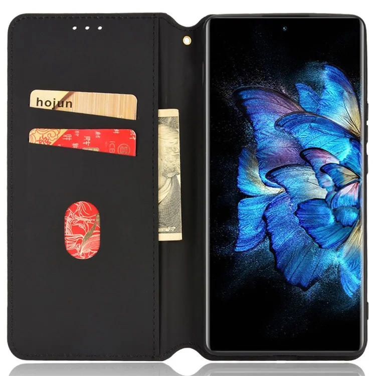 For vivo X Note Anti-scratch Phone Cover Rhombus Pattern Imprinted Full Protection Phone Leather Wallet Case Stand - Black