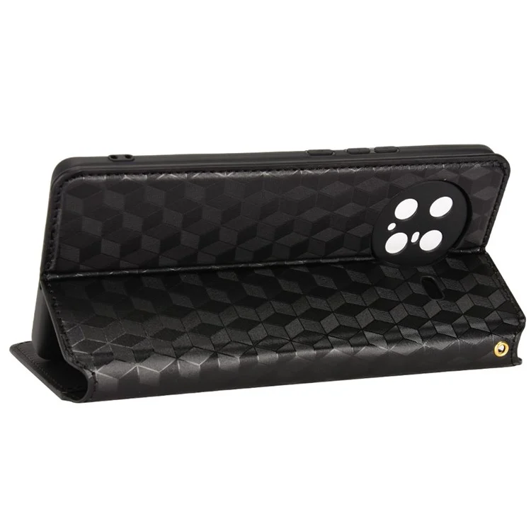 For vivo X Note Anti-scratch Phone Cover Rhombus Pattern Imprinted Full Protection Phone Leather Wallet Case Stand - Black