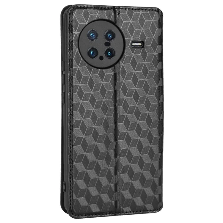 For vivo X Note Anti-scratch Phone Cover Rhombus Pattern Imprinted Full Protection Phone Leather Wallet Case Stand - Black