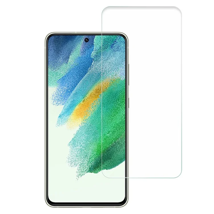 AMORUS Protector de pantalla para Samsung Galaxy S21 FE 5G, Borde de arco de 2.5D, cristal de alta dureza de aluminio-silicio de 9H, resistente a la abrasión