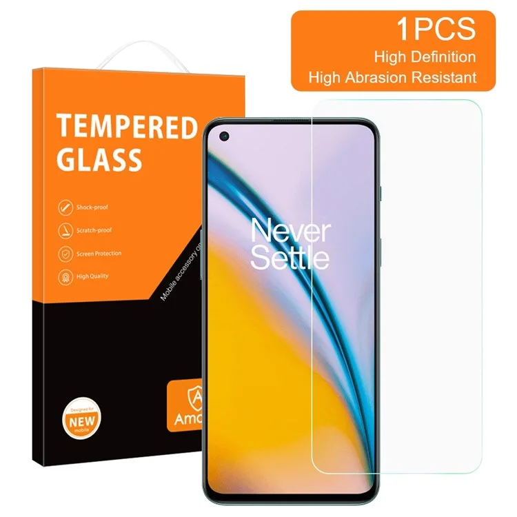 AMORUS Screen Film for OnePlus Nord 2 5G High Hardness Anti-scratch 2.5D High Aluminum-silicon Glass HD Clear Protector