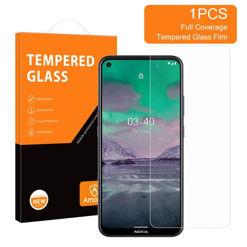 AMORUS Screen Film for Nokia 3.4 2.5D High Aluminum-silicon Glass HD Clear High Hardness Anti-explosion Protector