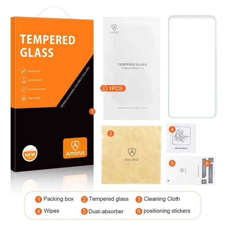 AMORUS 2.5D Arc Edge Mobile Phone Screen Protector for Samsung Galaxy A21s, Ultra Clear 9H Hardness High Aluminum-silicon Glass Film