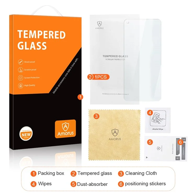AMORUS For OnePlus 7T Anti-fingerprint 9H Hardness High Aluminum-silicon Glass HD Clear 2.5D Phone Screen Protector