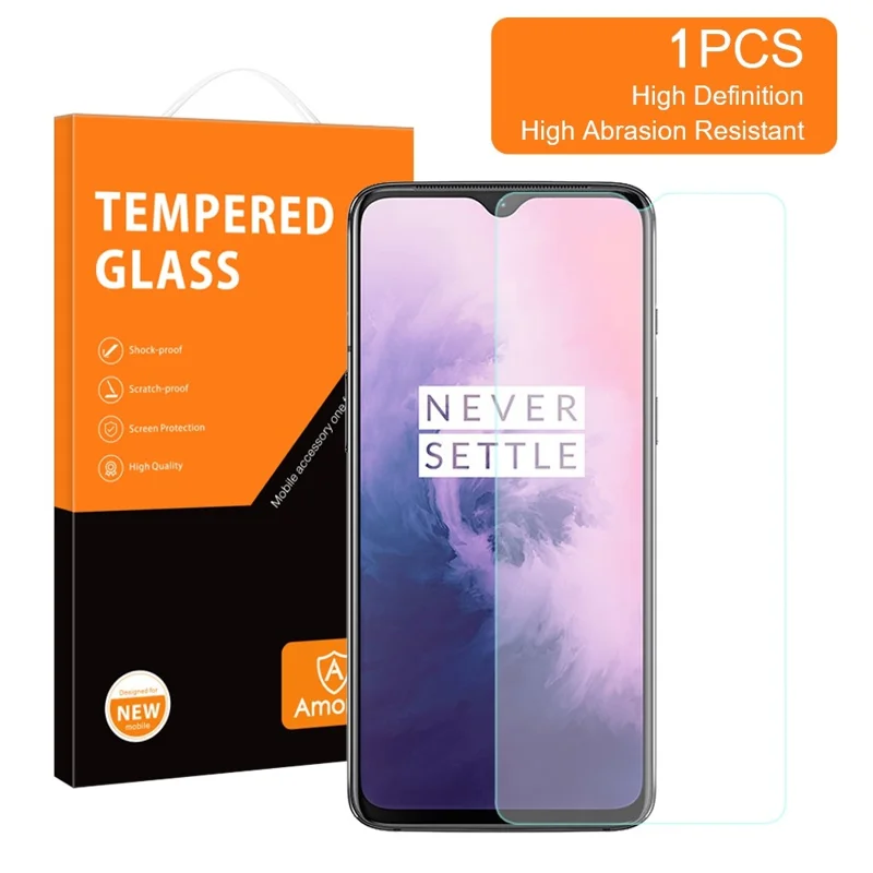 AMORUS For OnePlus 7 High Aluminum-silicon Glass Clear Screen Protector 9H Hardness 2.5D Anti-Shatter Film