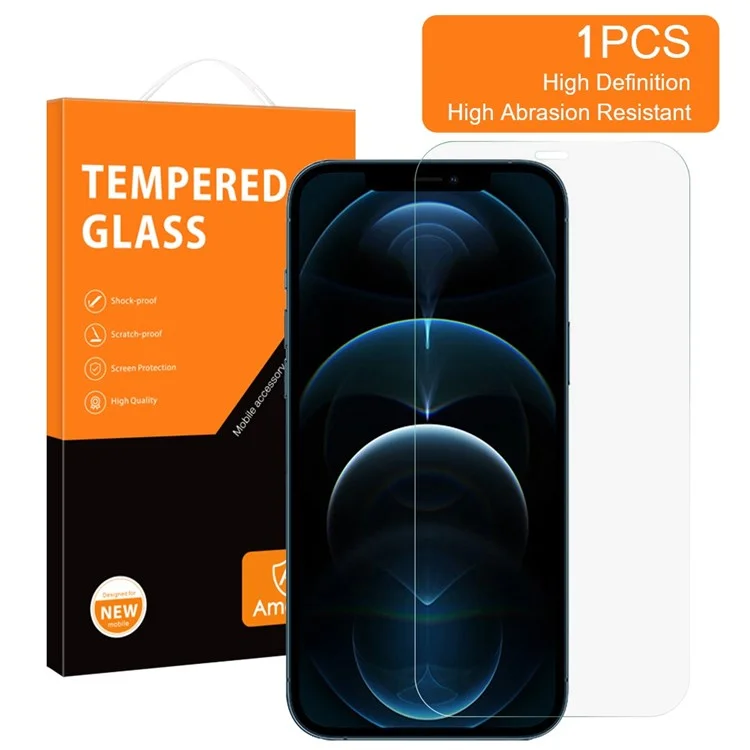 AMORUS Para iPhone 12 6.1 polegada/12 Pro 6.1 polegada High Aluminum-silicon Glass Screen Film 2.5D Anti-explosion Screen Protector