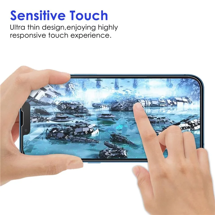 For iPhone 14 6.1 inch High Aluminum-silicon Glass Screen Protector 0.2mm Clear Arc Edges 9H Anti-Scratch Anti-Fingerprint Film