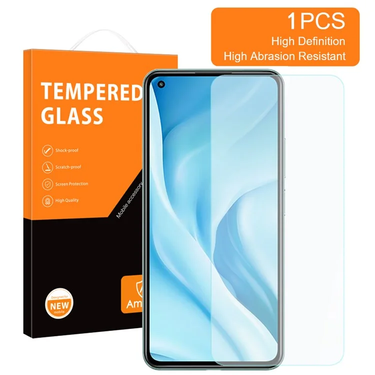 AMORUS Para Xiaomi Mi 11 Lite 4G/5G/11 Lite 5G NE Película de Vidro de Alumínio-silício de Alta Qualidade Resistente a Manchas com Borda Curva de Arco de 2,5D e Alta Dureza