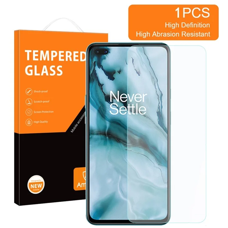 AMORUS for OnePlus Nord 2.5D Arc Edge Screen Protector 9H High Aluminum-silicon Glass HD Protective Film
