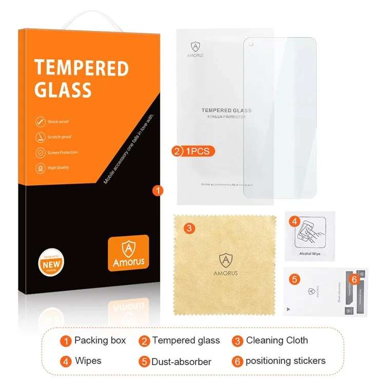 AMORUS for OnePlus Nord 2.5D Arc Edge Screen Protector 9H High Aluminum-silicon Glass HD Protective Film