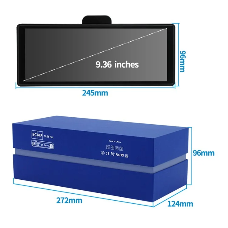 Registratore DVR wireless per auto da 9,36 pollici con navigazione GPS e immagine di retromarcia WiFi