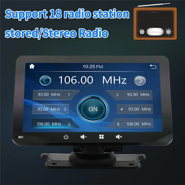 7-inch Wireless Carplay / Android Auto Car Bluetooth-compatible GPS Navigation MP5 Player with Suction Cup Bracket