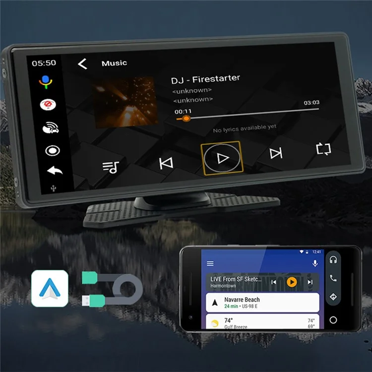9,36-Zoll-PND-Bildschirm, Bluetooth-Autoradio mit kabellosem Carplay, FM-Radio, HD-Video-Audio-Player, Saugnapfhalterung