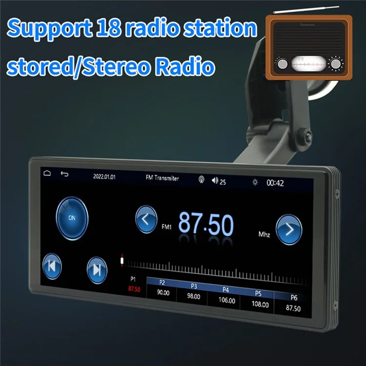 9,36-Zoll-PND-Bildschirm, Bluetooth-Autoradio mit kabellosem Carplay, FM-Radio, HD-Video-Audio-Player, Saugnapfhalterung
