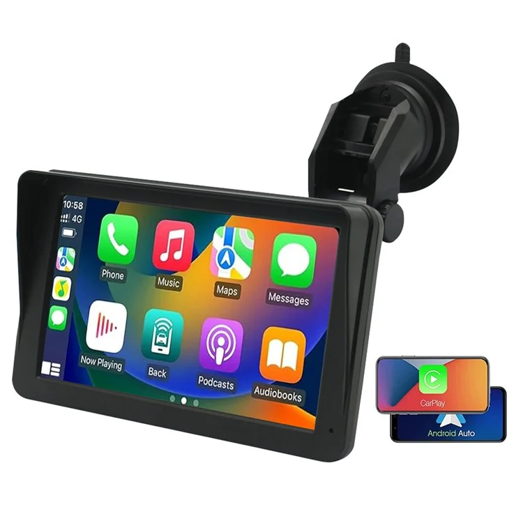 7-inch PND Touch Screen Bluetooth-compatible Car Wireless Carplay FM Radio HD Video MP5 Player, Suction Cup Mount