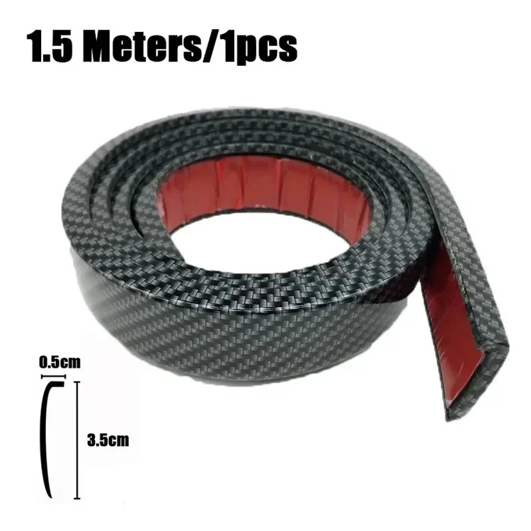 3.5cm Width Universal Car Wheel Eyebrow PVC Protector Strip Wheel Arch Fender Trim Strip, 1.5m - Carbon Fiber