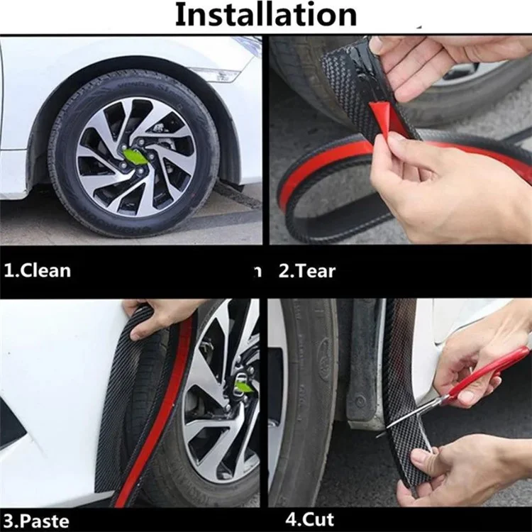 3.5cm Width Universal Car Wheel Eyebrow PVC Protector Strip Wheel Arch Fender Trim Strip, 1.5m - Carbon Fiber