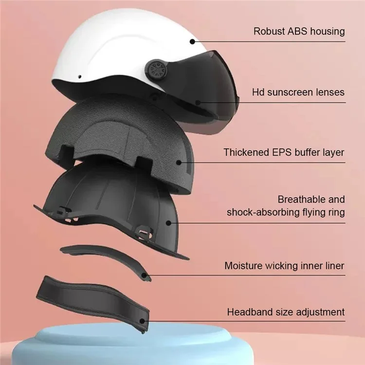 Casco Per Bici Elettrici Unisex Estate Elmetto E-bici Traspirante Con Lente Corta Trasparente - Nero Opaco