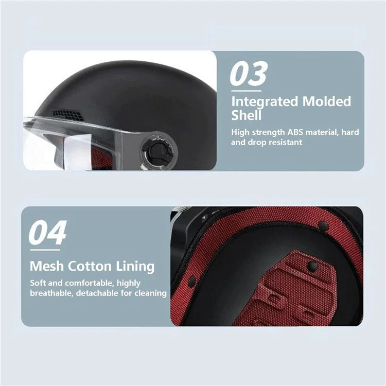 Casco Per Bici Elettrici Unisex Estate Elmetto E-bici Traspirante Con Lente Corta Trasparente - Nero Opaco