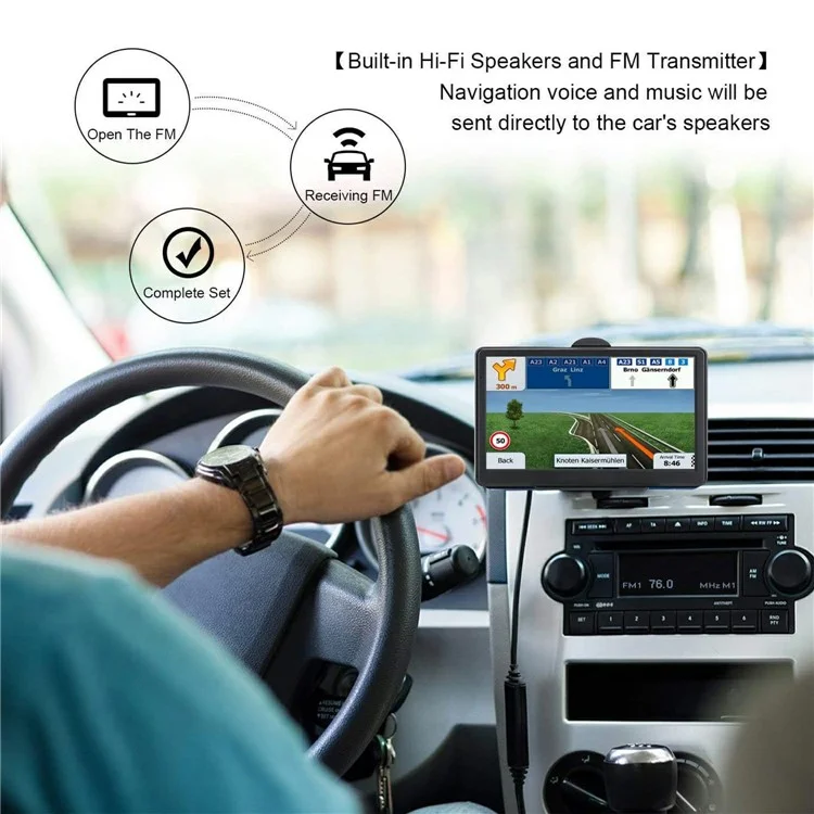 G102 7 Inch Car GPS Navigator 128M + 8G Speed Camera Alert Navigation System with Europe Map