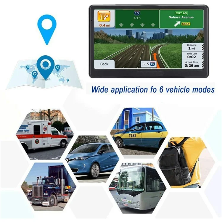 G102 7 Inch Car GPS Navigator 128M + 8G Speed Camera Alert Navigation System with Europe Map