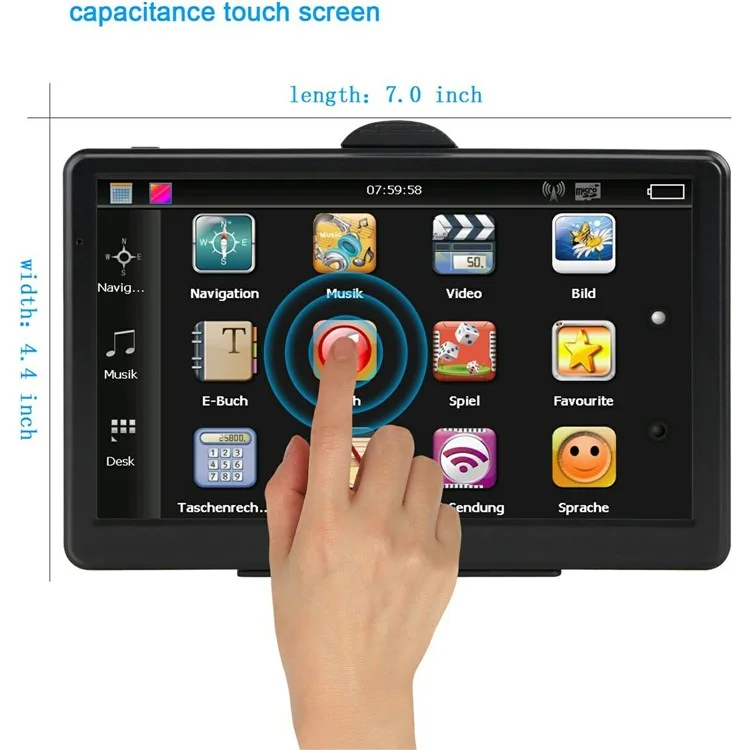 G102 7 Inch Car GPS Navigator 128M + 8G Speed Camera Alert Navigation System with Europe Map