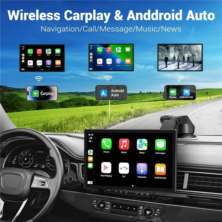 W519 Schermo da 9 pollici per Auto Wireless Carplay Android Auto con Navigazione GPS / Mirror Link / Controllo Vocale