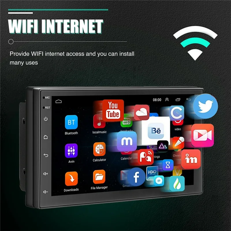 R913B 1+32GB 7 Inch 2 DIN Car Stereo Android 14 CarPlay 12-LED Rearview Camera HD IPS Screen GPS Navigator