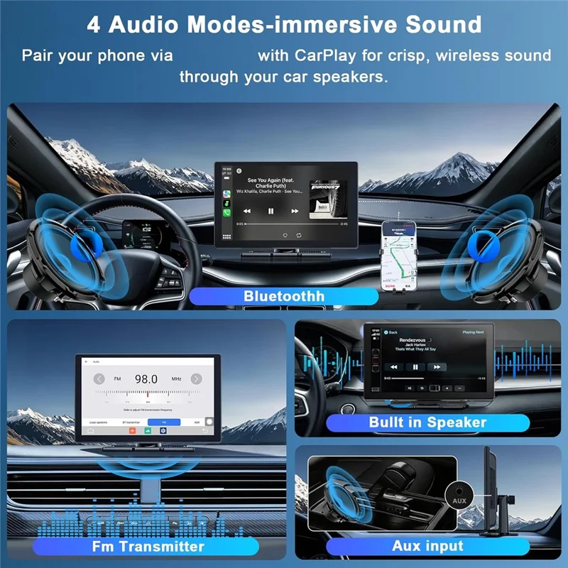 W525 9-Inch 2.5D IPS Touchscreen Car Stereo, Wireless CarPlay and Android Auto, with AHD Rearview Camera - Black