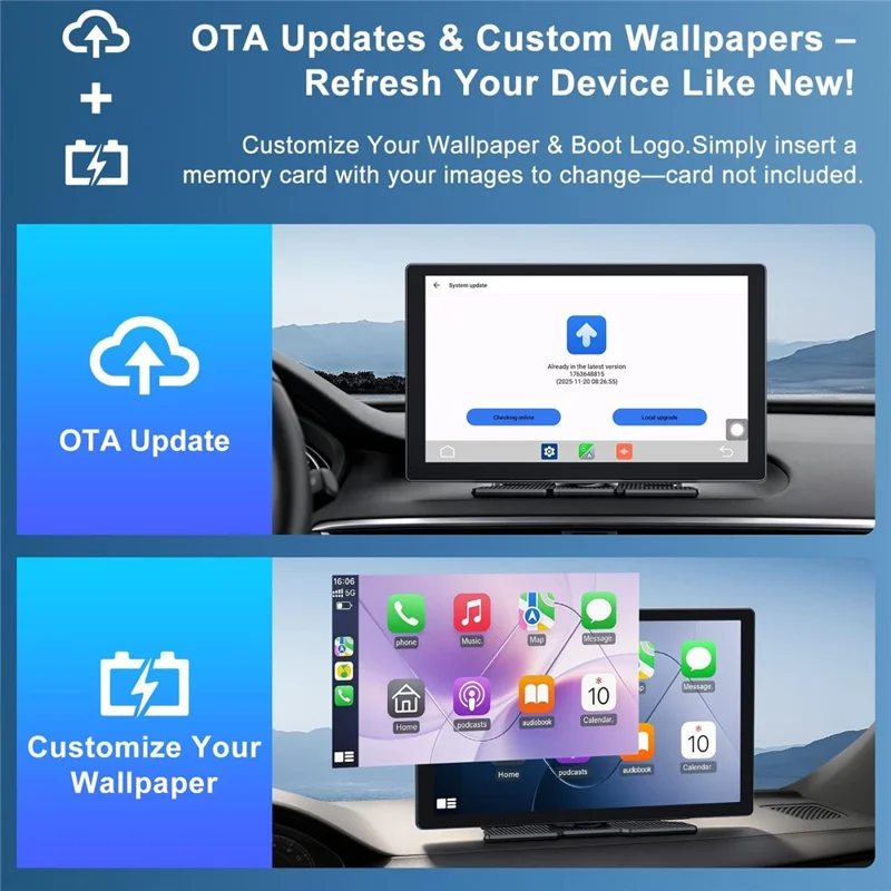 W525 9-Inch 2.5D IPS Touchscreen Car Stereo, Wireless CarPlay and Android Auto, with AHD Rearview Camera - Black