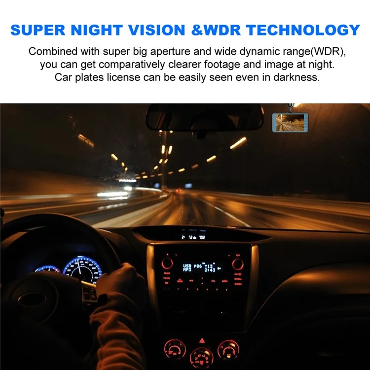 4 inch Car DVR 1080P HD Parking Monitoring Loop Recording Night Vision Dash Cam Front Rear Dual Camera Car Driving Recorder