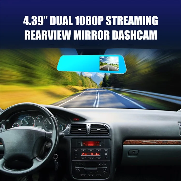 4.39 Polegadas 1080p HD Lente Dual Touch Screen Night Vision Carro DVR Retrovisor Espelho Câmera Dash Cam