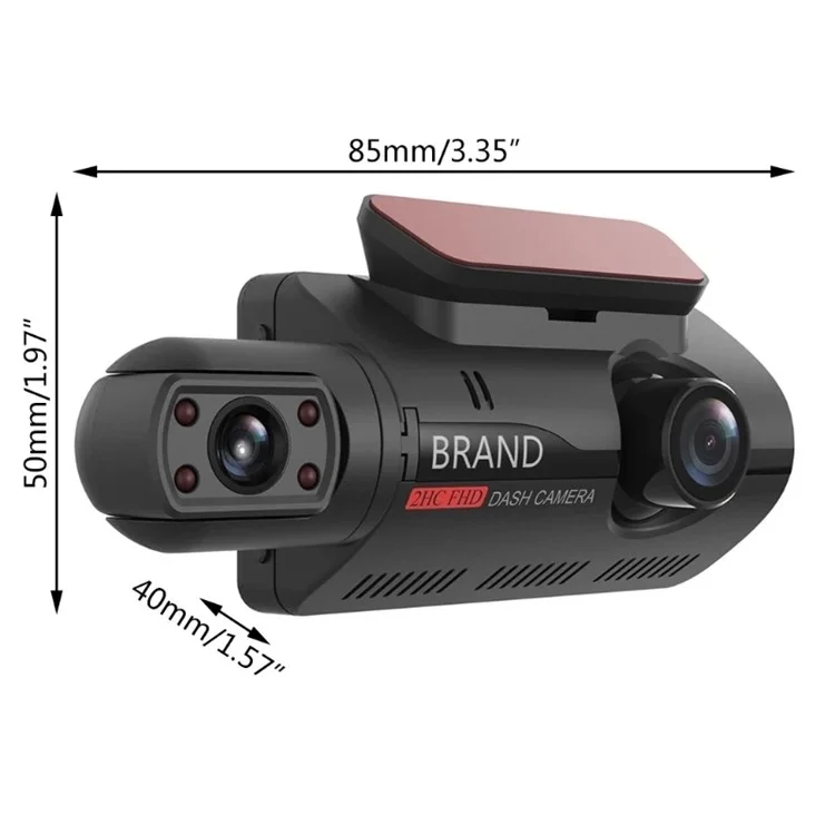 A68 3-дюймовый 110-градусный автомобильный DVR 1080P HD с мониторингом парковки, циклической записью, фронтальной и тыльной двойной камерой, регистратором вождения