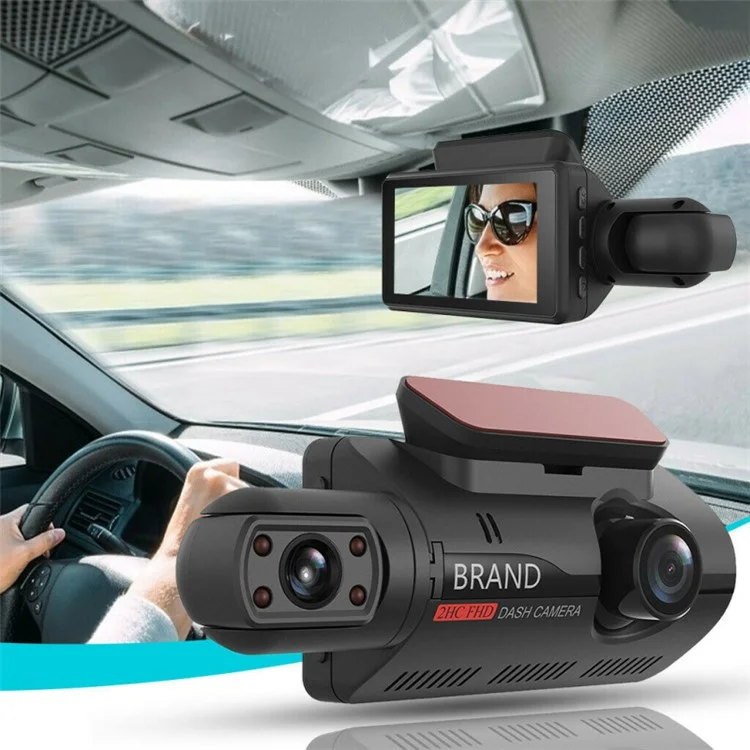 A68 3-дюймовый 110-градусный автомобильный DVR 1080P HD с мониторингом парковки, циклической записью, фронтальной и тыльной двойной камерой, регистратором вождения
