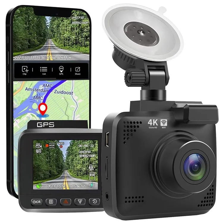 V53 4K UHD 2160P Cámara de Estacionamiento de Automóvil WiFi GPS Pastrón de Control de la Cámara Registradora de 170 Grados Diseño de Sensor g de Visión de Ancho Para Azdome GS63H