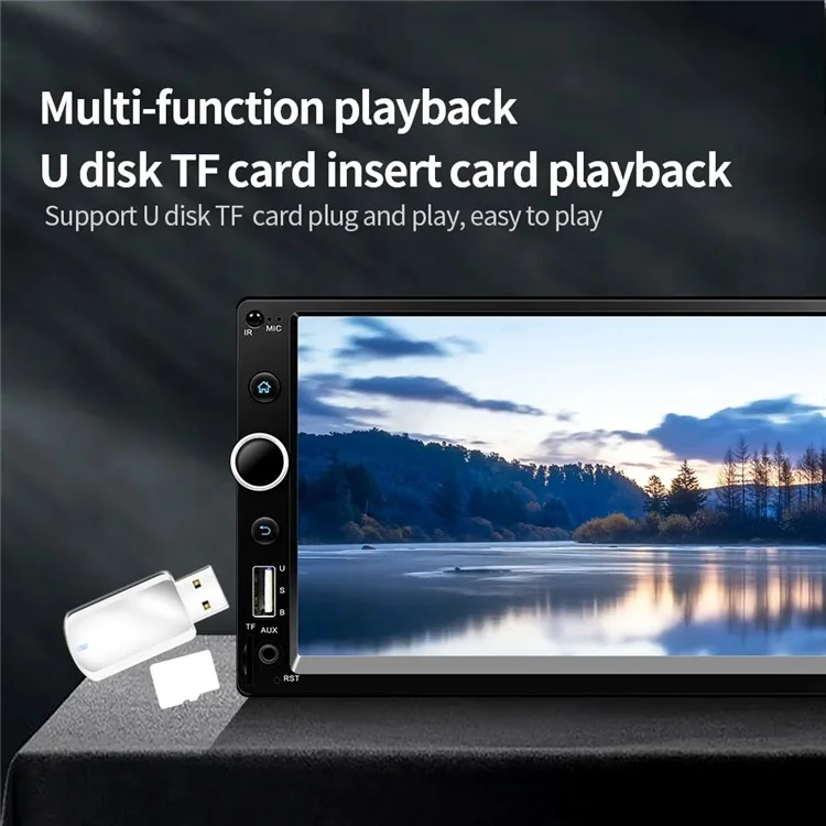 7520-1 7-inch Touch Screen Double Din Car Bluetooth-compatible MP5 Player Reverse Image FM Radio HD Video Audio Player