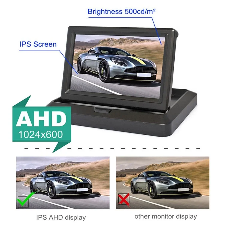 5" IPS AHD Screen Video Display Monitor Plegable Cámara de visión trasera Sistema de estacionamiento y reversa - Conector de aviación