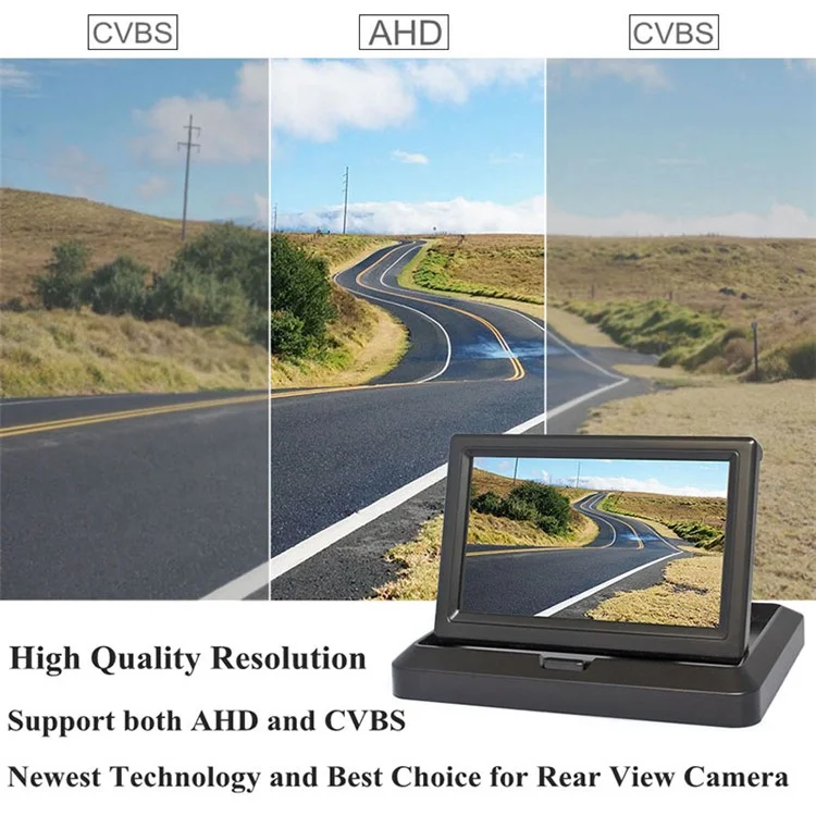 5" IPS AHD Screen Video Display Monitor Plegable Cámara de visión trasera Sistema de estacionamiento y reversa - Conector de aviación