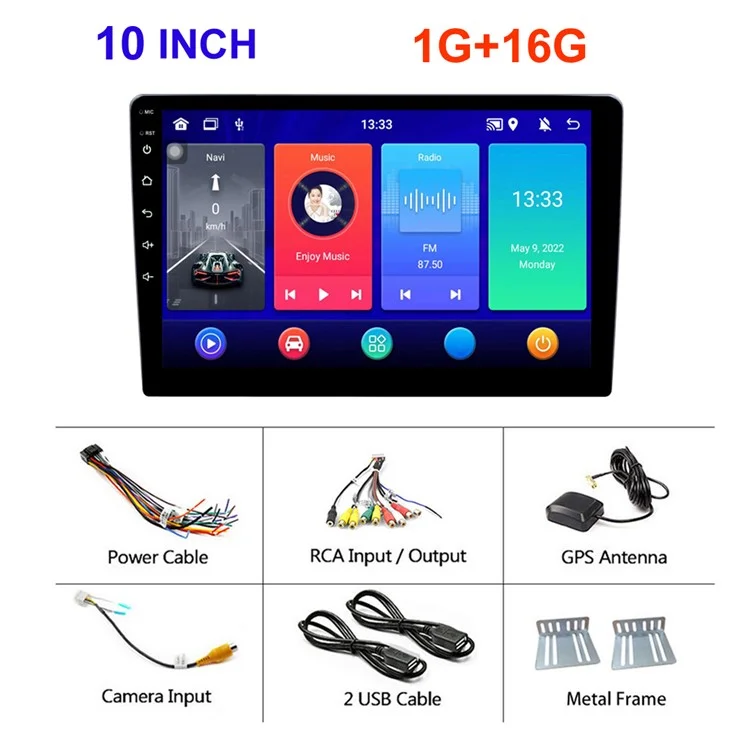 R-760 Tela IPS HD de 10,1 polegadas Reprodutor de carro Android 1G+16GB Navegador GPS com rádio FM integrado 