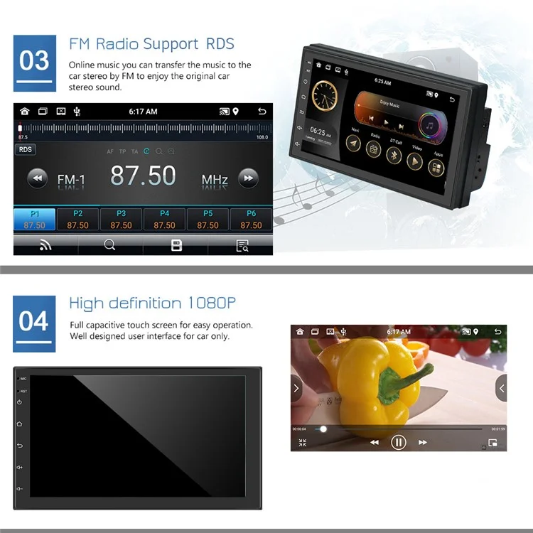 R-730A Car GPS Navigation DVD 1G+16GB 7 Zoll HD 1080P IPS Touchscreen Car GPS Navigator FM Radio mit 12 LED Rückfahrkamera