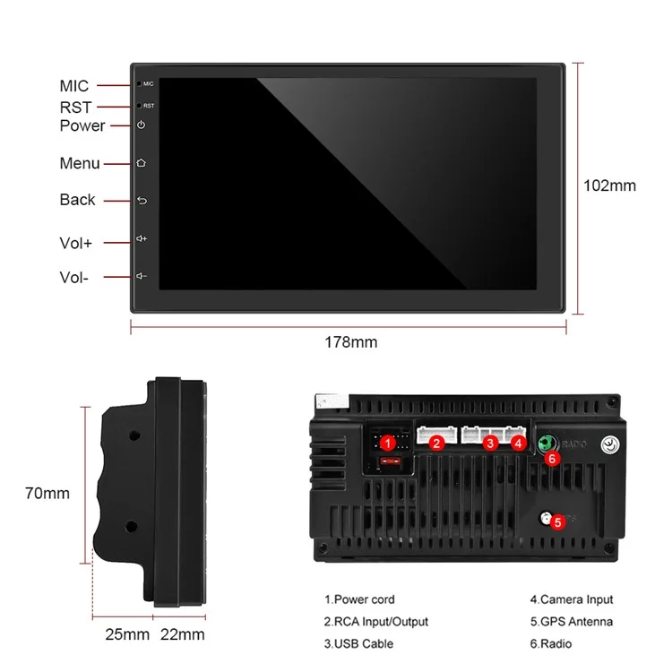 R-730 7 inch Android 11 Car Stereo with 1G+16GB GPS Navigation Touchscreen FM Radio with Dual USB Input